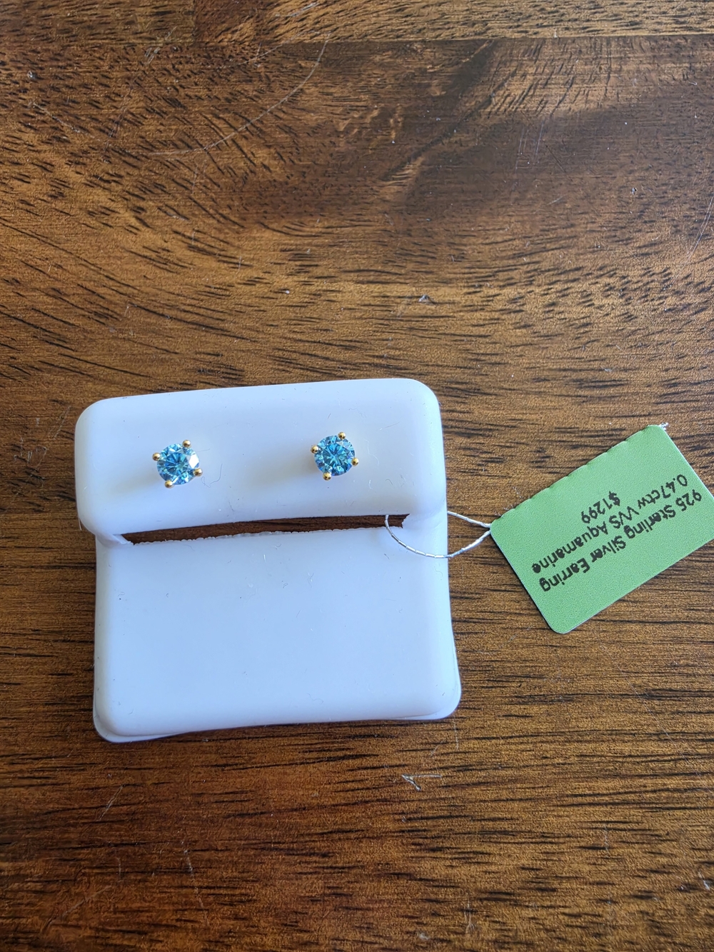 Aquamarine Sterling Silver Stud Earrings - 925